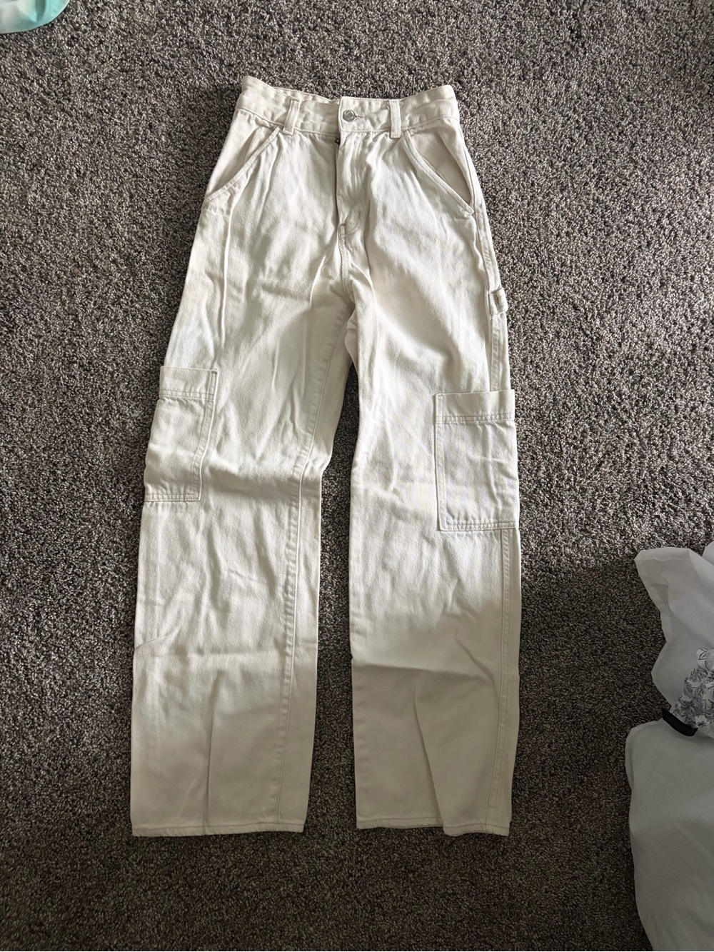H&M Off-White Cargo Utility Pants